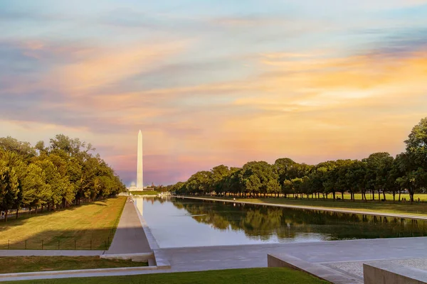 Monumento Washington Refletido Piscina Refletora Shopping Nacional Washington Eua — Fotografia de Stock