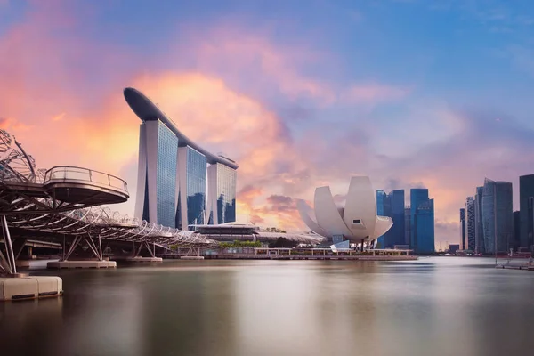 Skyline Des Geschäftsviertels Von Singapur Der Marina Bay — Stockfoto