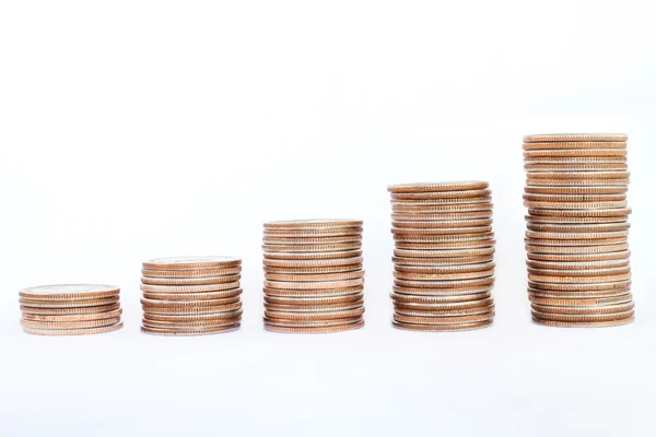 Coin piles graph — Stock Photo, Image