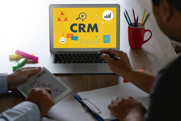 Crm Business Crm Management Analys Service Koncept Affärsteam Händer Jobbet — Stockfoto