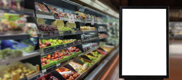 Leere Werbetafel Auf Supermarkt Bildschirm Mockup Für Werbung Digital Marketing — Stockfoto