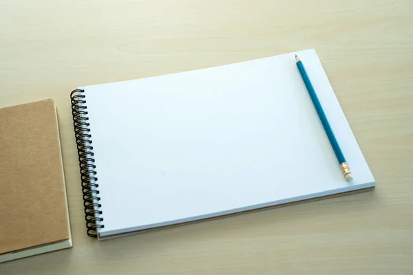 Blank Notebook Pianura Vista Dall Alto Blank Design Concept Background — Foto Stock