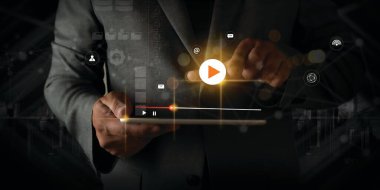 VIDEO MARKETING sosyal video ses, piyasa etkileşimli kanallar, İş reklam teknolojisi yeniliği pazarlama teknolojisi konsepti blog