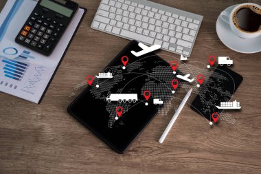 Akıllı Lojistik Deposu Lojistik ve Ulaşım Dijital İnternet Ağ Yönetimi Yenilikçi Yazılım Lojistik İthalat ve Endüstri