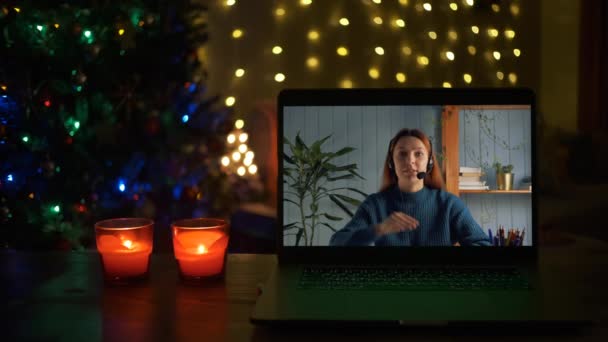 Vdeo call on Christmas Eve. — Stock Video