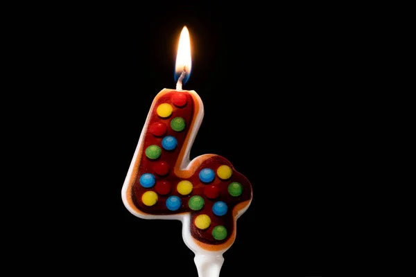 Születésnapi évforduló gyertyák mutatja nubmer 4 — Stock Fotó