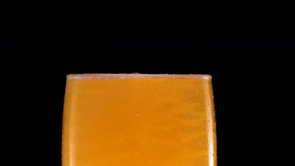 Birra con bollicine e schiuma in un bicchiere — Video Stock