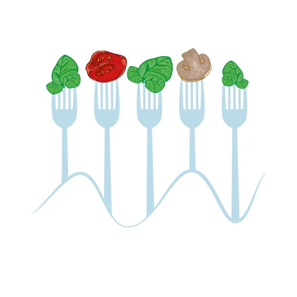 Vektorkonzept vegetarische Illustration mit Gabeln — Stockvektor
