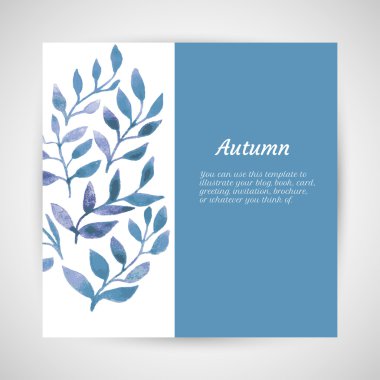 vektör sonbahar yaprak suluboya desen şablon