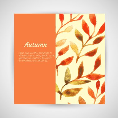 vektör sonbahar yaprak suluboya desen şablon