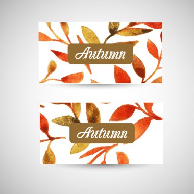 vektör sonbahar yaprak suluboya desen şablon