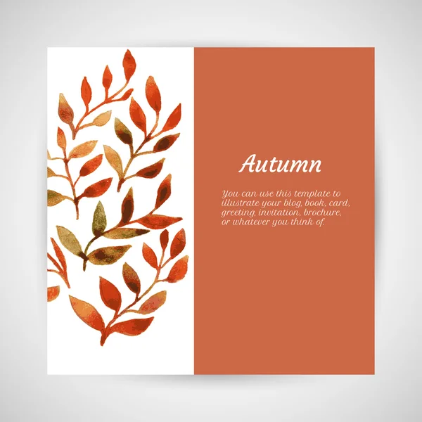 Vektor Herbst Aquarell Blatt Vorlage — Stockvektor
