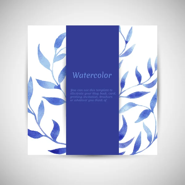 Vector mavi gzhel suluboya yaprağı deseni şablonu