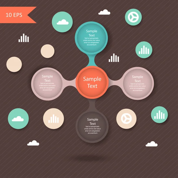 Colorido diagrama redondo metaball infografías — Archivo Imágenes Vectoriales