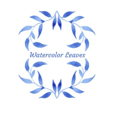 Vector mavi gzhel suluboya yaprağı deseni şablonu