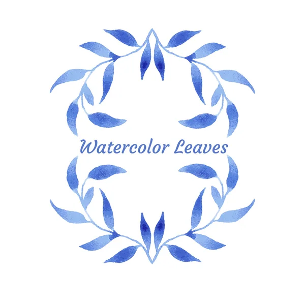 Vector blauwe gzhel aquarel blad patroon sjabloon — Stockvector