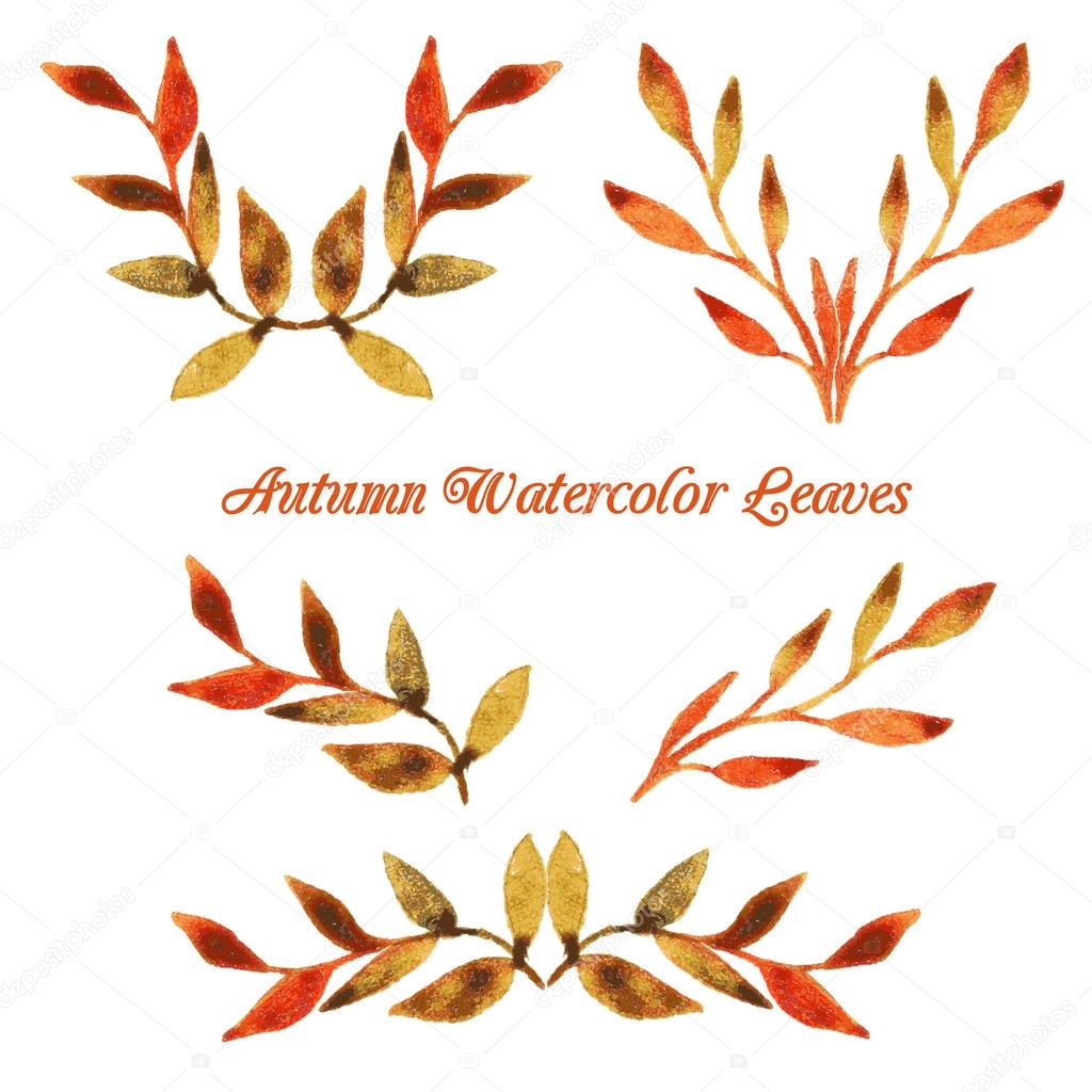 vector autumn watercolor leaf pattern template