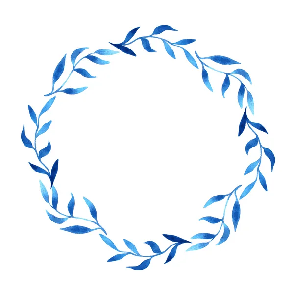 Vector mavi gzhel suluboya yaprağı deseni şablonu