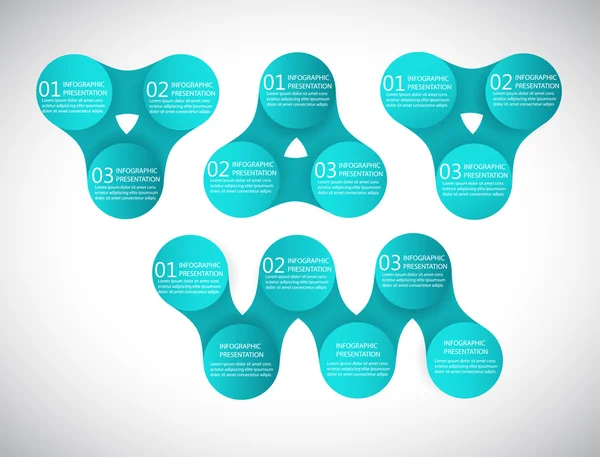 Infografías vectoriales metaball plantilla de diagrama redondo para presentaciones empresariales — Vector de stock