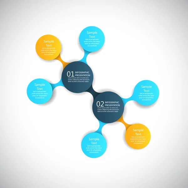 Infografías vectoriales metaball plantilla de diagrama redondo para presentaciones empresariales — Archivo Imágenes Vectoriales