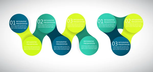 Infografías vectoriales metaball plantilla de diagrama redondo para presentaciones empresariales — Vector de stock