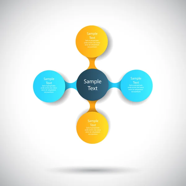 Infografías vectoriales metaball plantilla de diagrama redondo para presentaciones empresariales — Archivo Imágenes Vectoriales