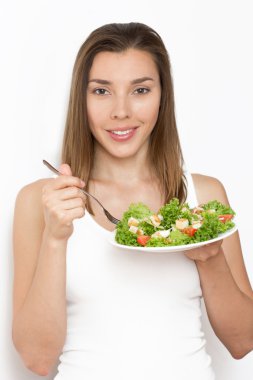 Kadın yemek sağlıklı yiyecek, Sezar salatası