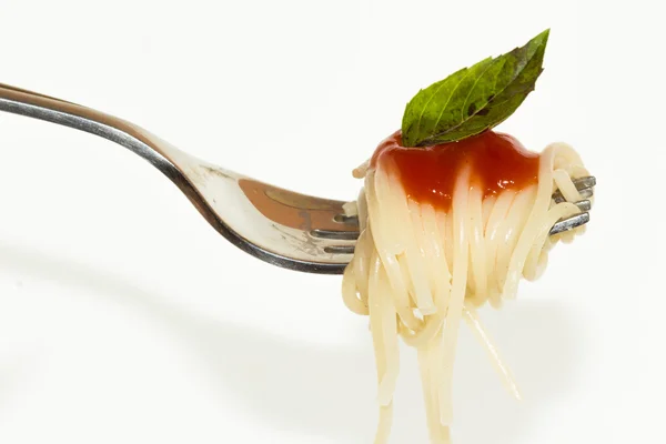 Spagetti çatalı üzerinde — Stok fotoğraf