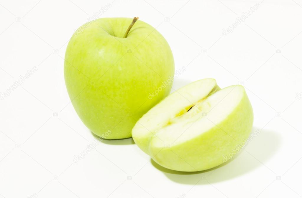 Green apple and half