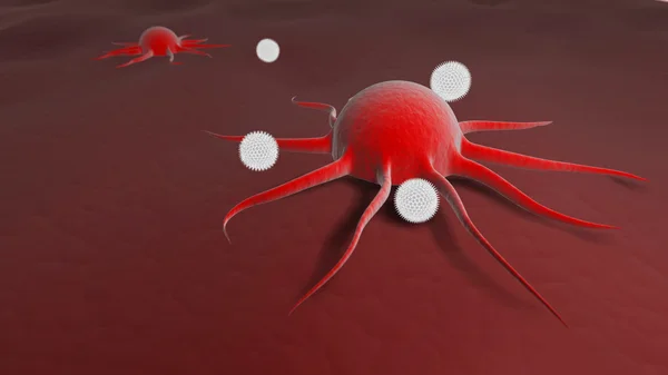 Leukocyty, útočící nádorová buňka — Stock fotografie
