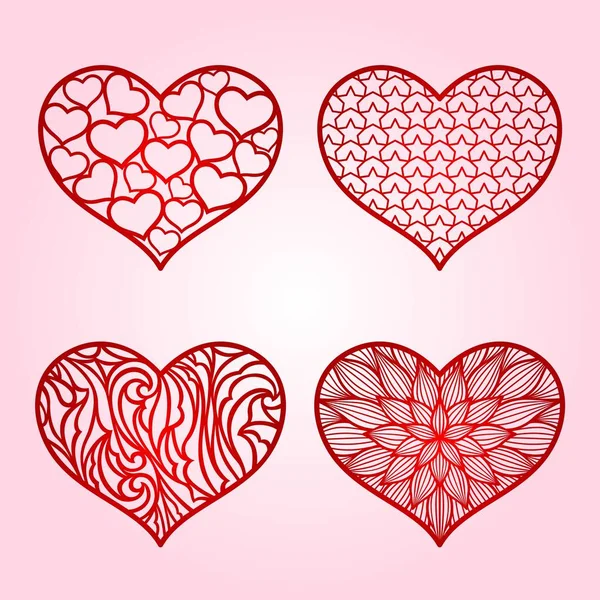 Een Hart Papier Gesneden Sjablonen Met Gesneden Patroon Valentijnskaart Huwelijksuitnodigingen — Stockvector