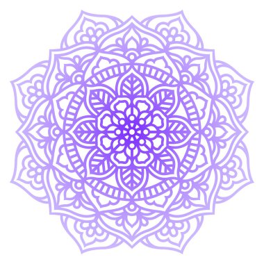 Karalama tarzında çiçek vektör mandala 'sı. Zentangle. Kağıt kesiği şablonu. Kartlar, posterler, davetiyeler, el ilanları, yoga, meditasyon için soyut dantel çiçekleri. Beyaz arkaplanda izole.