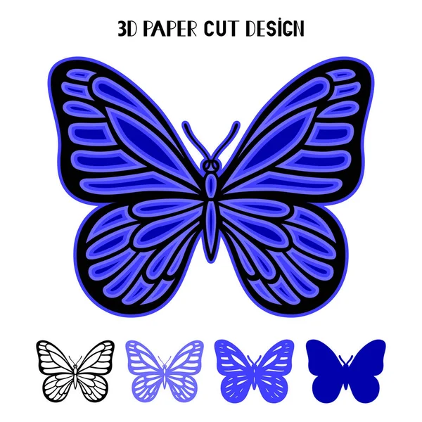 Mariposa Plantilla Capas Vectoriales Para Corte Por Láser Papel Impresión — Vector de stock