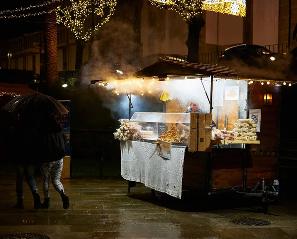 Santiago Compostela Spain December 2020 Churros Stall Christmas Market Churro — Stock Photo, Image