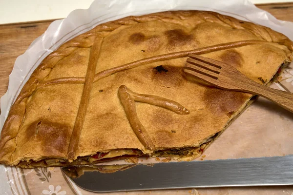 Torta Galego Este Vegan Mas Pode Ser Feito Com Carne — Fotografia de Stock
