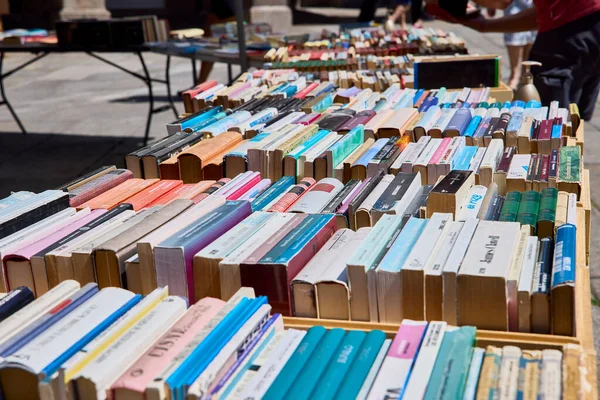 Santiago Compostela Spanje Juli 2021 Boekenbeurs Een Straat Het Centrum Stockfoto