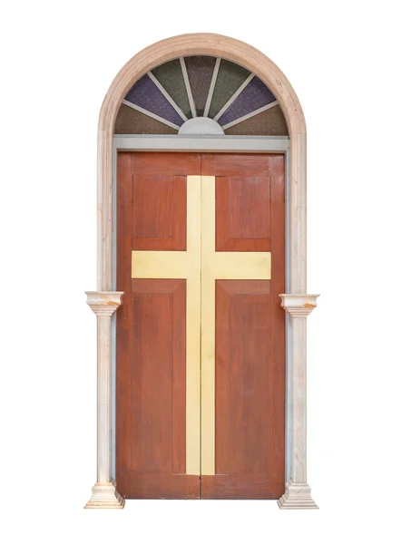 Wood door with cross — Stock Photo, Image