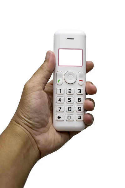 Mano tenendo il vecchio telefono — Foto Stock