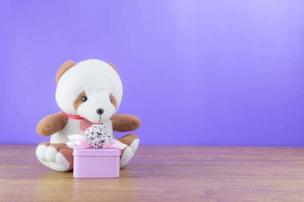 Muñeca oso con caja de regalo —  Fotos de Stock
