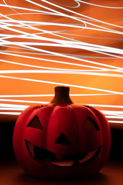 Ceramic Pumpkin Illuminated Light Painting Technique — Stock Photo, Image