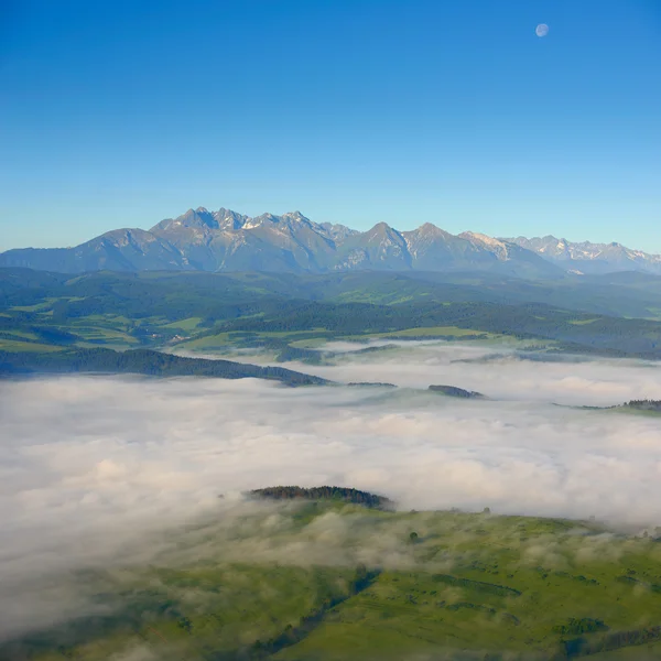 Üç kron görünümünden Tatra Dağları için. Sabah manzara