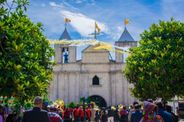 cajola parish church with decorations and trees