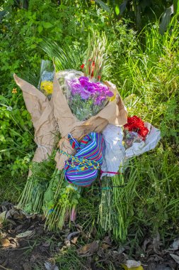 Tipik Maya peçetelerinde çiçekler