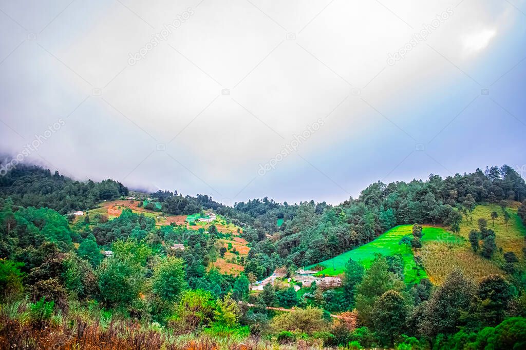 beautiful valley landscape with mountains and beautiful clouds