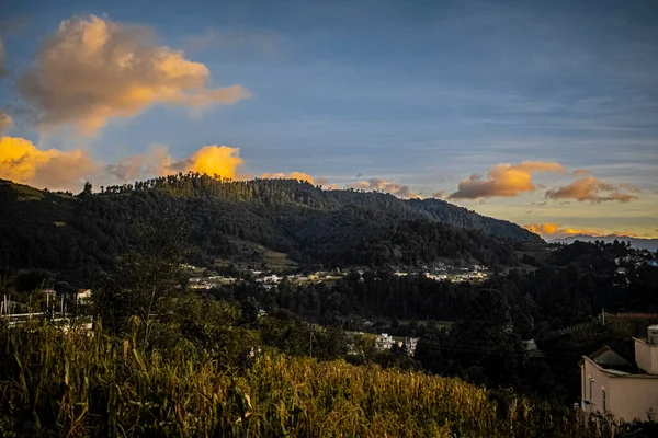 Blue Sky Yellow Clouds Mountains — Stock Photo, Image