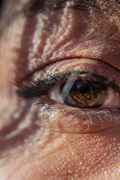 Belo Olho Mulher Com Texturas Pestanas Pretas — Fotografia de Stock