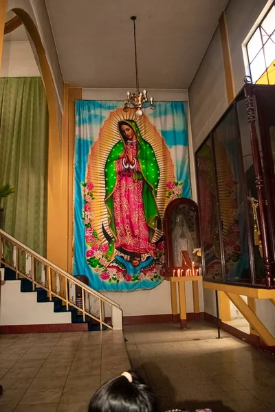 Cortina Con Imagen Virgen Guadalupe Con Hermosos Colores — Foto de Stock