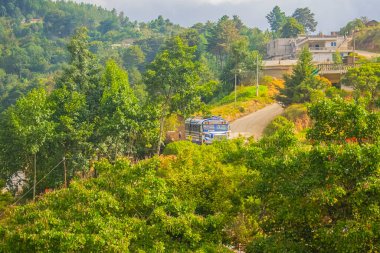 Izgara minibüsü yolcularla birlikte iniyor.