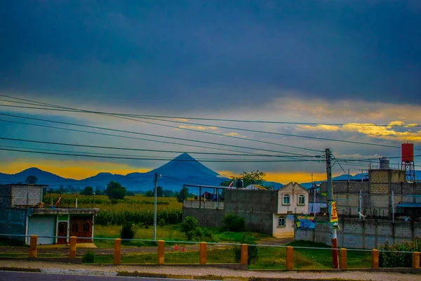 Paisaje Del Volcán Santa Maria Jesus Con Puesta Sol — Foto de Stock