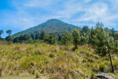 Beyaz bulutlu Santa Maria volkanı